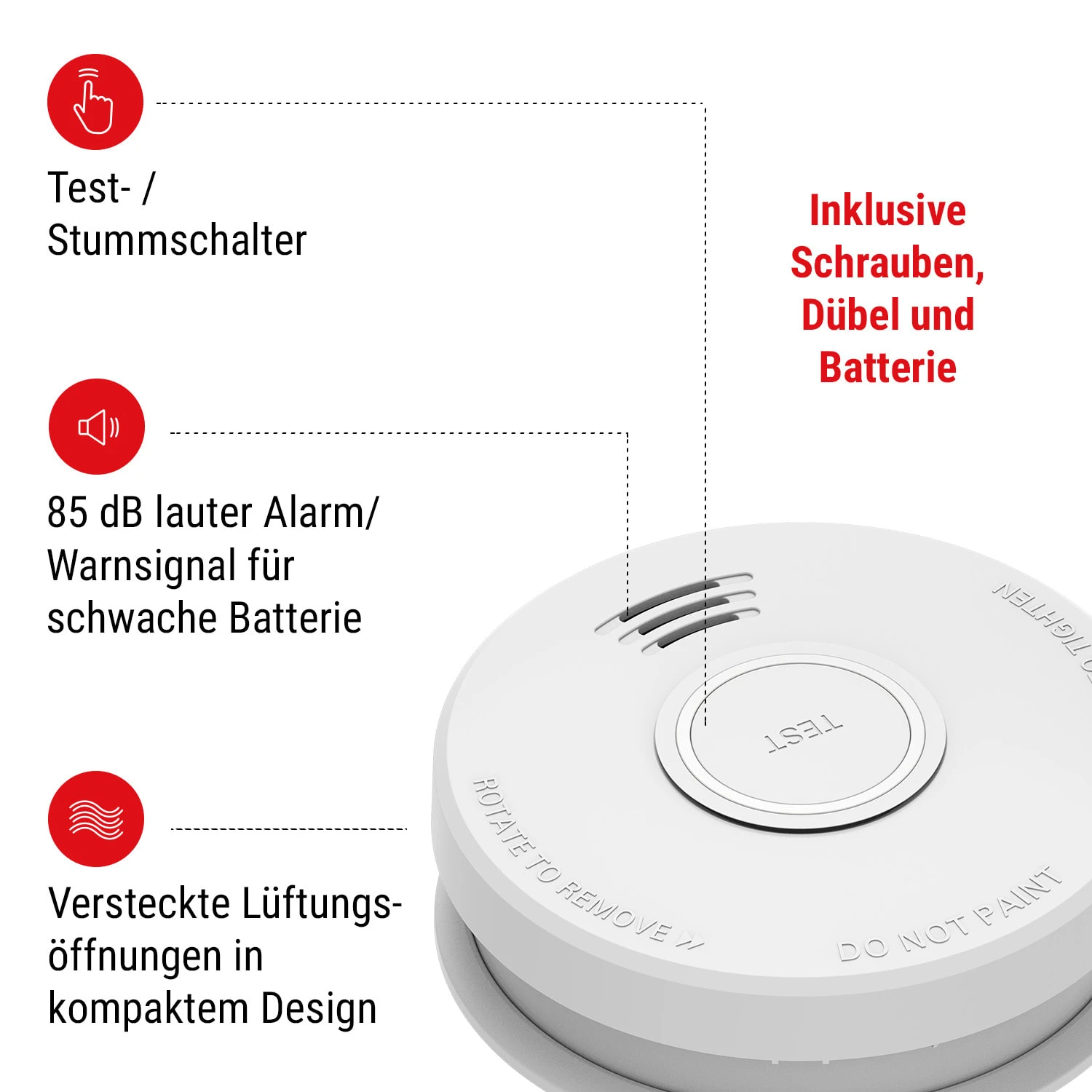 Rauchmelder DOF19 Kunststoff Warnsignal: 85 DB 9V Batteriebetrieben 2 Rauchmelder DOF19 Kunststoff Warnsignal: 85 DB 9V Batteriebetrieben – Bild 2