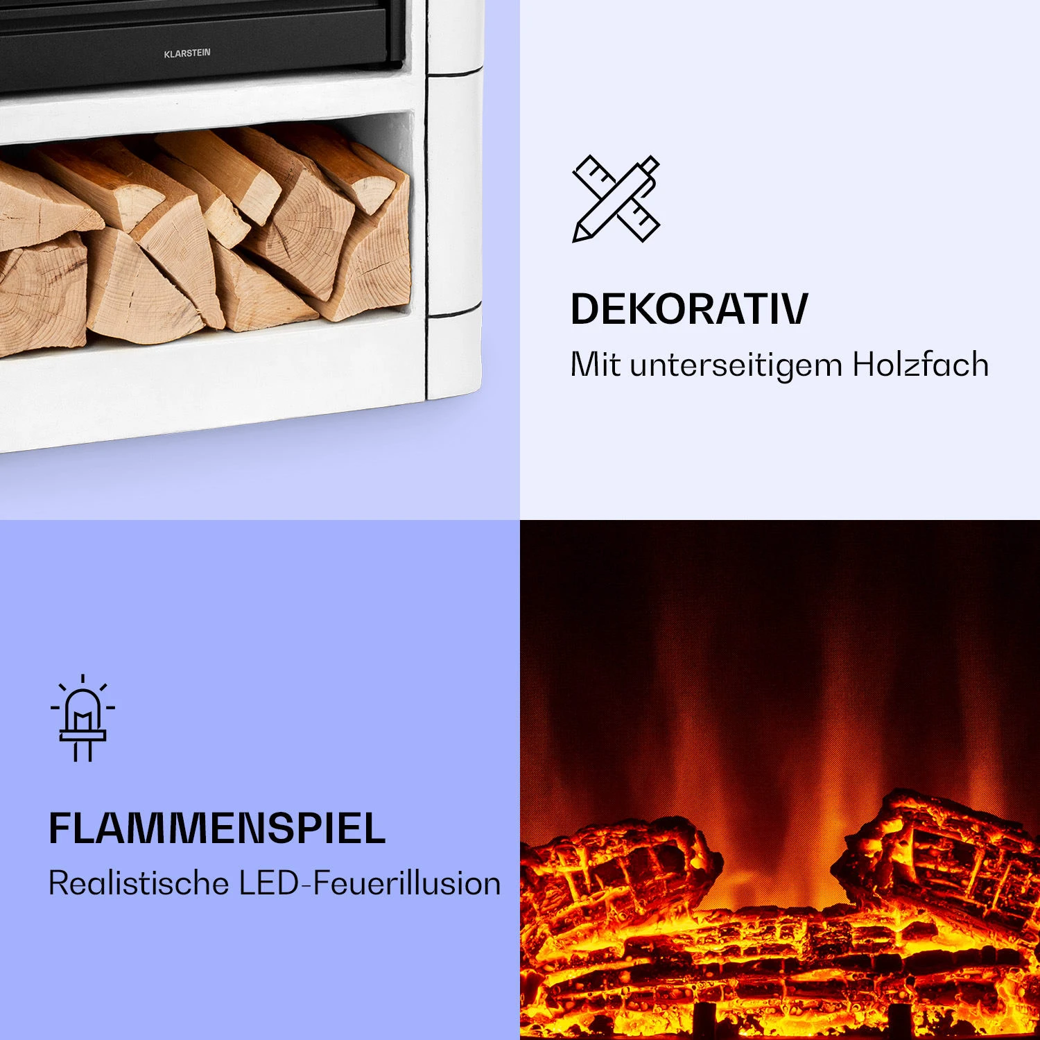 Dukono Elektrokamin 1800 W LED-Flammen Heizlüfter Timer Holzfach 3 Dukono Elektrokamin 1800 W LED-Flammen Heizlüfter Timer Holzfach – Bild 3