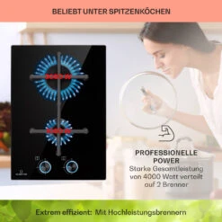 Illuminosa Domino Gaskochfeld 2-flammig Sabaf-Brenner Glaskeramik -Innovation Home Appliances Store 10039896 de 0003 usp