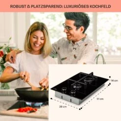 Illuminosa Domino Gaskochfeld 2-flammig Sabaf-Brenner Glaskeramik -Innovation Home Appliances Store 10039896 de 0006 usp