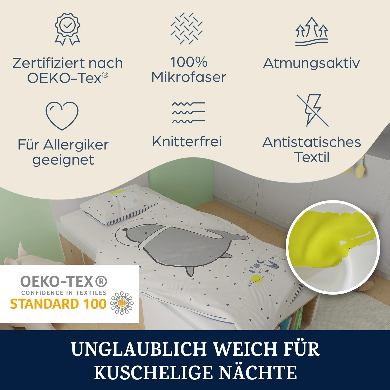 Soft Wonder Kids-Edition Bettwäsche 135 X 200 Cm 50 X 75 Cm Atmungsaktiv Mikrofaser 2 Soft Wonder Kids-Edition Bettwäsche 135 X 200 Cm 50 X 75 Cm Atmungsaktiv Mikrofaser – Bild 2