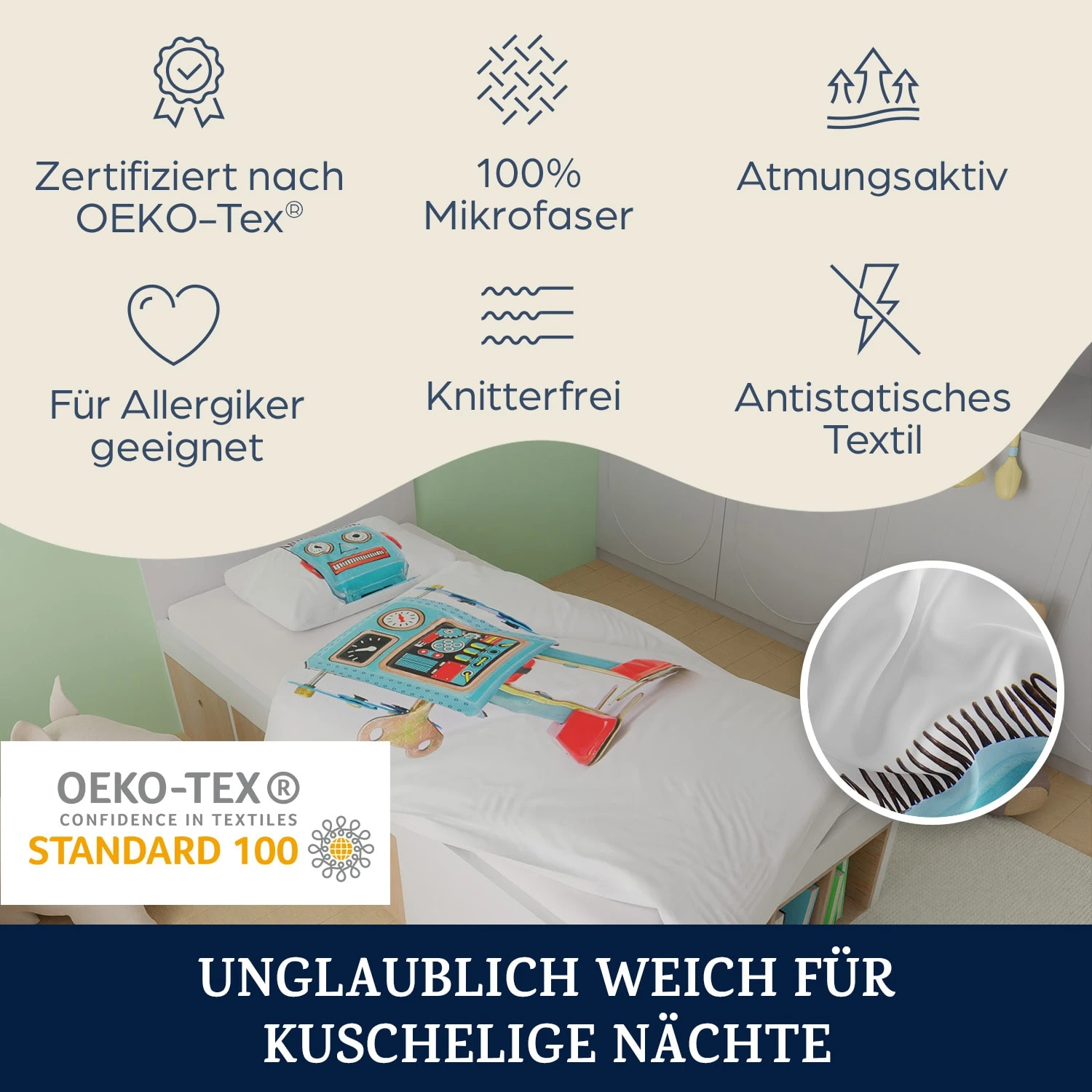 Soft Wonder Kids-Edition Bettwäsche 140 X 200 Cm 65 X 65 Cm Atmungsaktiv Mikrofaser 2 Soft Wonder Kids-Edition Bettwäsche 140 X 200 Cm 65 X 65 Cm Atmungsaktiv Mikrofaser – Bild 2