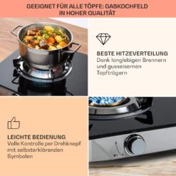 Barzona 3 Campingkocher 3 Brenner 3,4 KW & 0,75 KW & 4,3 KW Glasplatte & Edelstahlgehäuse -Innovation Home Appliances Store 10040045 de 0004 usp