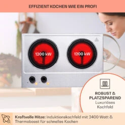 Ramsey Doppel-Kochfeld 2400W 11 Leistungsstufen Glaskeramik -Innovation Home Appliances Store 10040070 de 0003 usp
