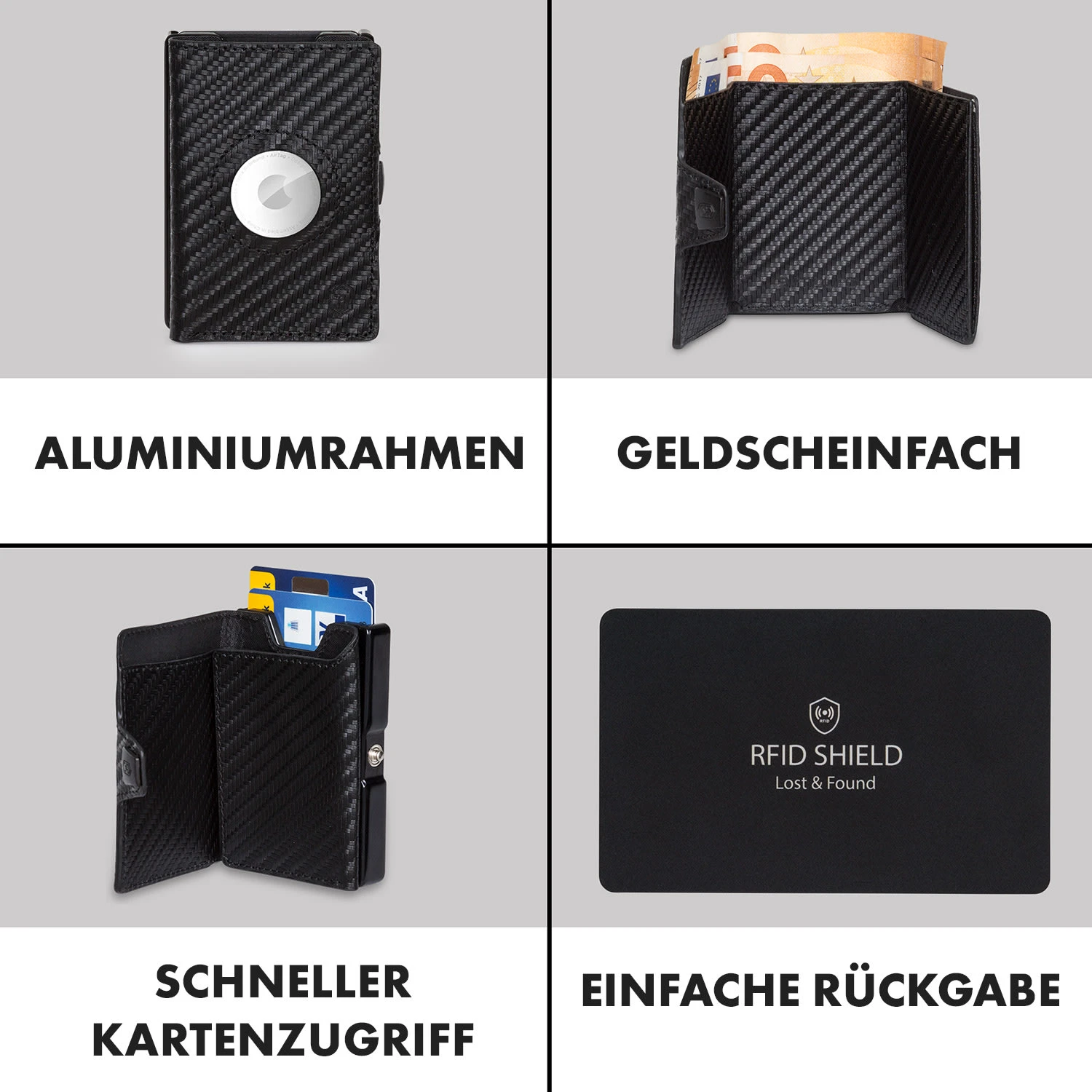 ZNAP Airtag Wallet 12 Karten Münzfach 9x1,8x6 Cm (BxHxT) RFID-Schutz 3 ZNAP Airtag Wallet 12 Karten Münzfach 9x1,8x6 Cm (BxHxT) RFID-Schutz – Bild 3