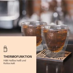 DUOS Doppelwandiges Glas | Thermoglas | 80, 200, 310, 400 Ml | Trinkglas | Espressoglas, Teeglas, Shotglas | Für Heiße Und Kalte Getränke | Borosilikatglas| Hitze- Und Kältebeständig | Handgemacht | Spülmaschinenfest | Schwebe-Effekt -Innovation Home Appliances Store 10040368 de 0004 logo