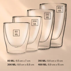 DUOS Doppelwandiges Glas | Thermoglas | 80, 200, 310, 400 Ml | Trinkglas | Espressoglas, Teeglas, Shotglas | Für Heiße Und Kalte Getränke | Borosilikatglas| Hitze- Und Kältebeständig | Handgemacht | Spülmaschinenfest | Schwebe-Effekt -Innovation Home Appliances Store 10040368 yy 0007 logo