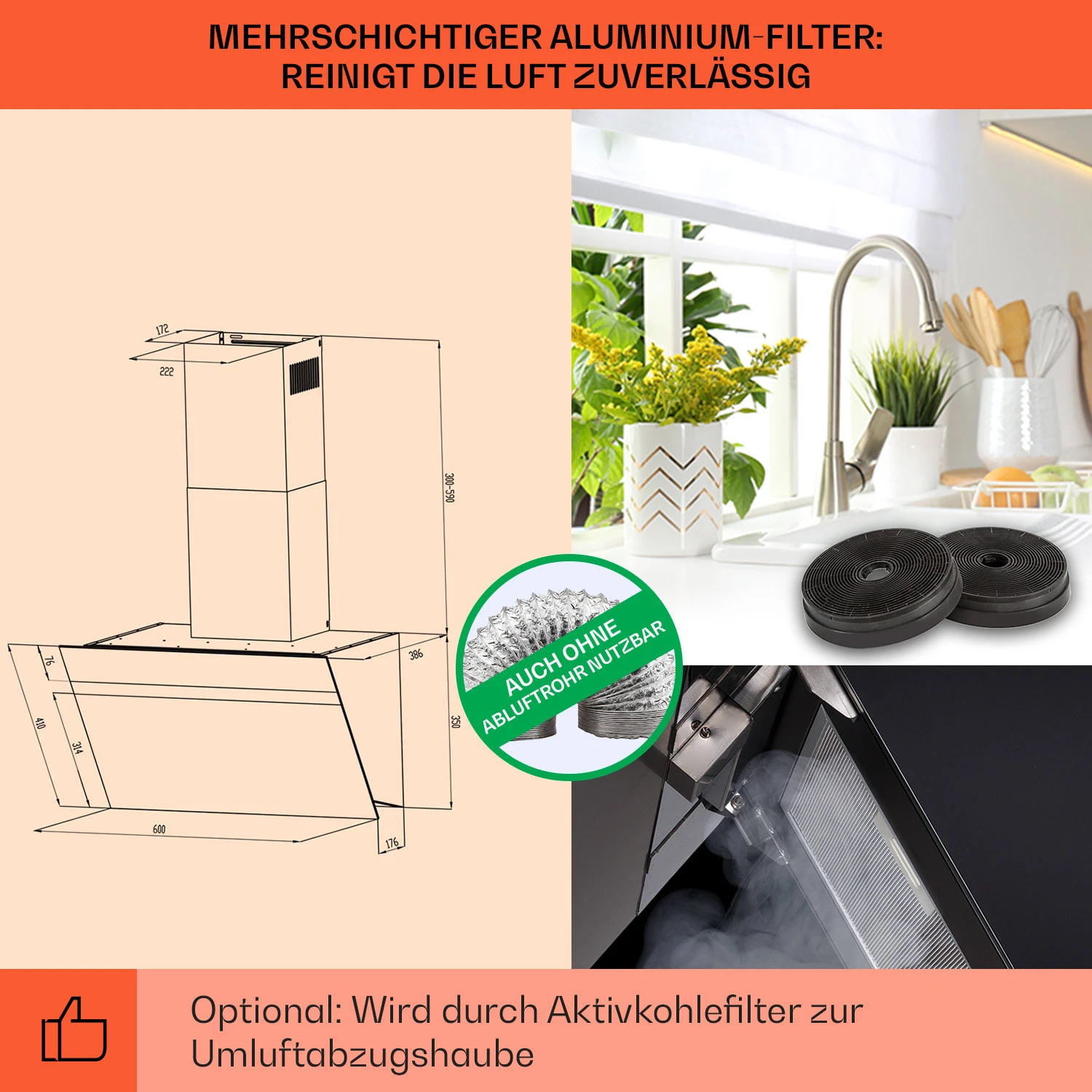 Ava 60 Dunstabzugshaube 60cm Wandhaube WiFi A++ 515m³/h Touch 5 Ava 60 Dunstabzugshaube 60cm Wandhaube WiFi A++ 515m³/h Touch – Bild 5