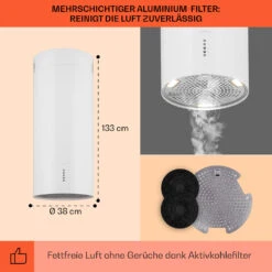 Bolea Inselabzugshaube Ø38cm Ab-/Umluft 600m³/h LED Inkl. Aktivkohlefilter -Innovation Home Appliances Store 10041225 de 0005 usp