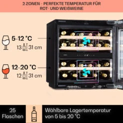 Rhône 25 Duo Weinkühlschrank Kompression 2 Zonen 75 Ltr / 25 Flaschen -Innovation Home Appliances Store 10041239 de 0003 usp