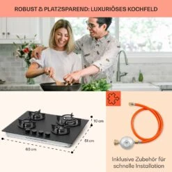 Firetale Gaskochfeld 4-flammig 60 Cm Aluminium-Brenner Inkl. Schlauch Und Druckminderer -Innovation Home Appliances Store 10041299 de 0006 usp
