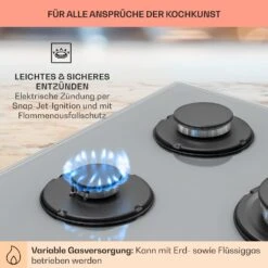 Firetale Gaskochfeld 5-flammig 70 Cm Aluminium-Brenner Inkl. Schlauch Und Druckminderer -Innovation Home Appliances Store 10041303 de 0005 usp
