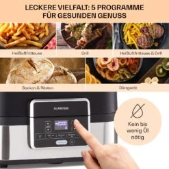 Combo Air Grill-Heißluftfritteuse 5 Programme 1500 Watt 4,5 L Grillkorb 2,5 L Frittierkorb -Innovation Home Appliances Store 10041330 de 0003 usp