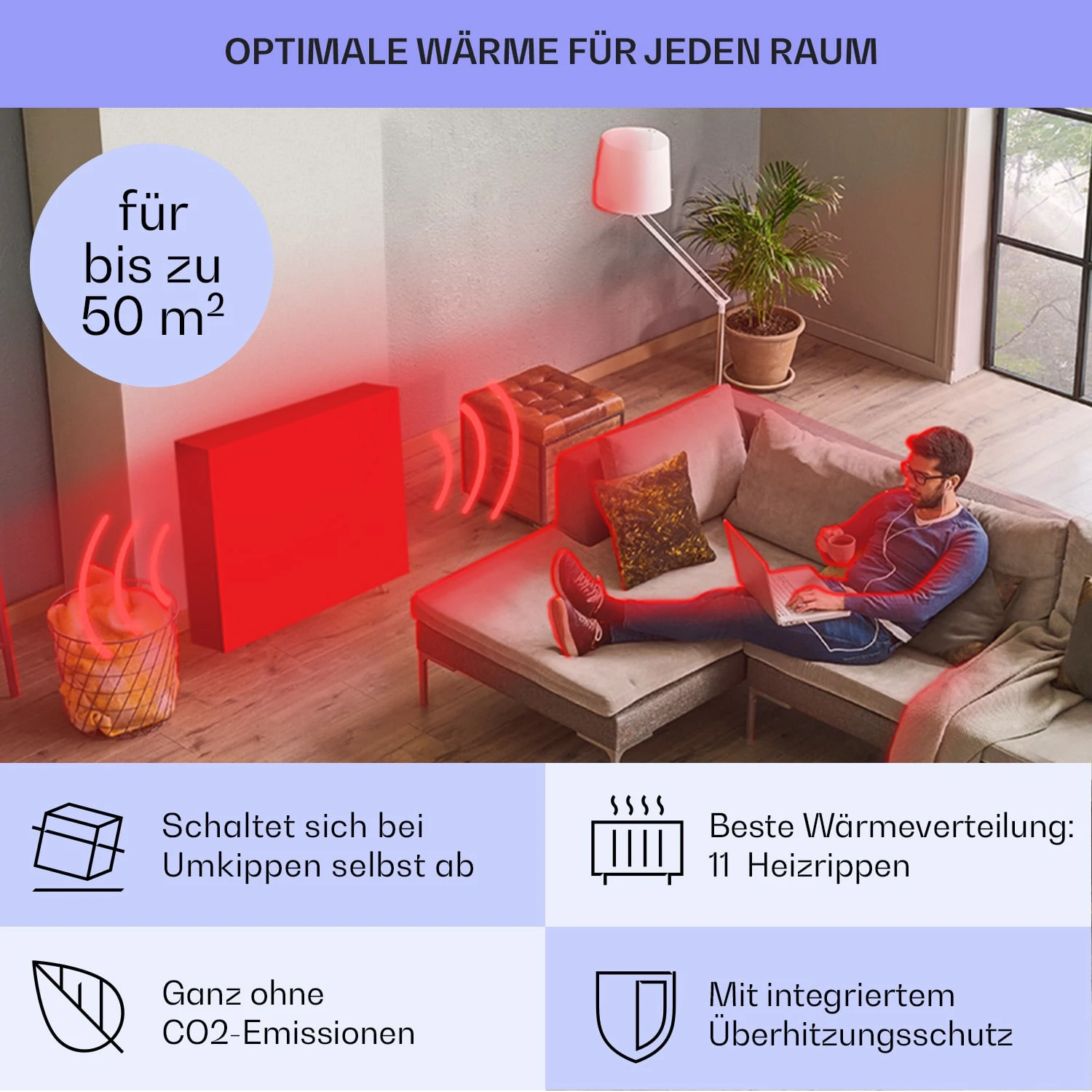 Sanford Smart Ölradiator 2500 W Leistung Wochentimer LED-Display Touch-Panel Klarstein-App 5 Sanford Smart Ölradiator 2500 W Leistung Wochentimer LED-Display Touch-Panel Klarstein-App – Bild 5