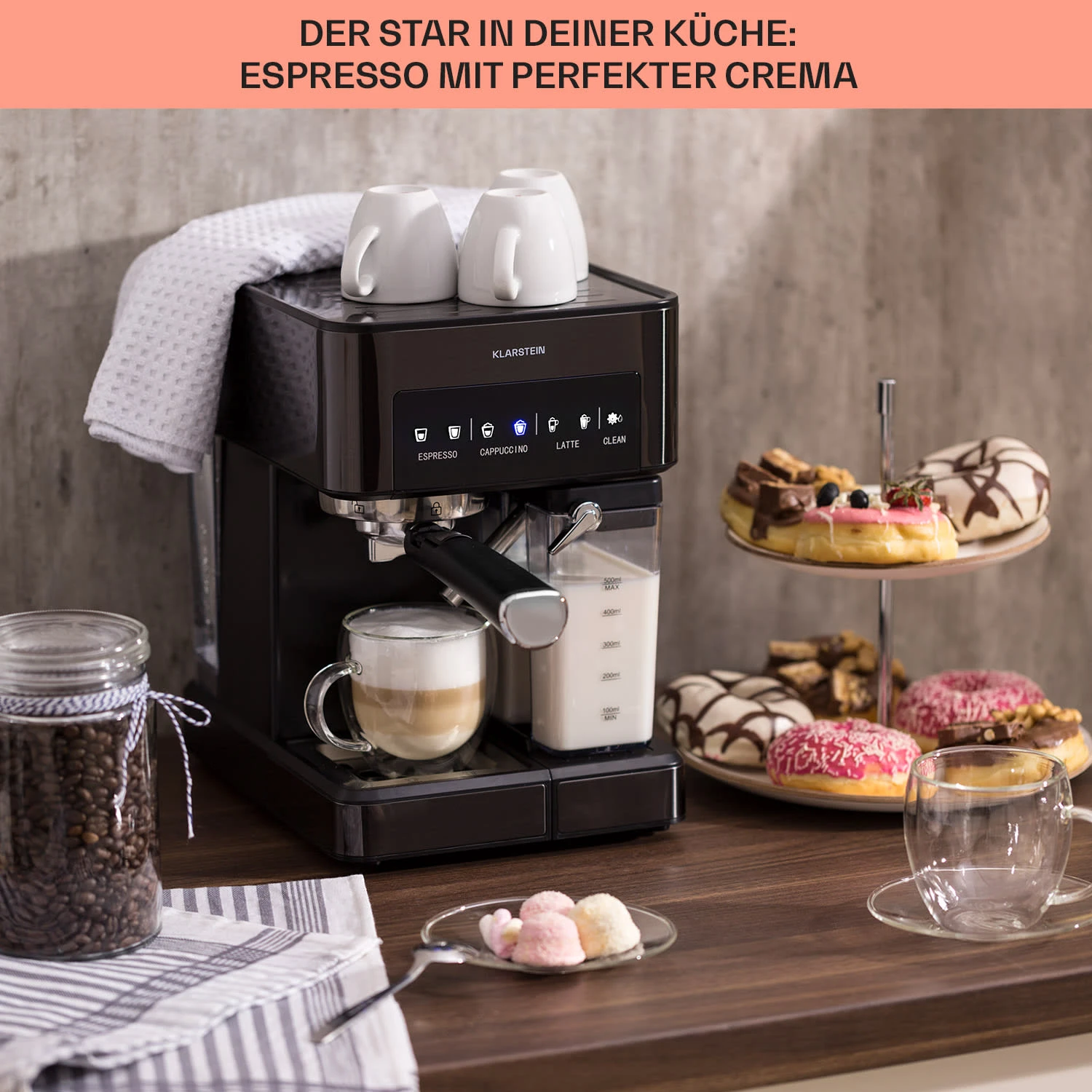 Arabica Comfort Espressomaschine 1350W 20 Bar 1,8l Touch-Bedienfeld 4 Arabica Comfort Espressomaschine 1350W 20 Bar 1,8l Touch-Bedienfeld – Bild 4