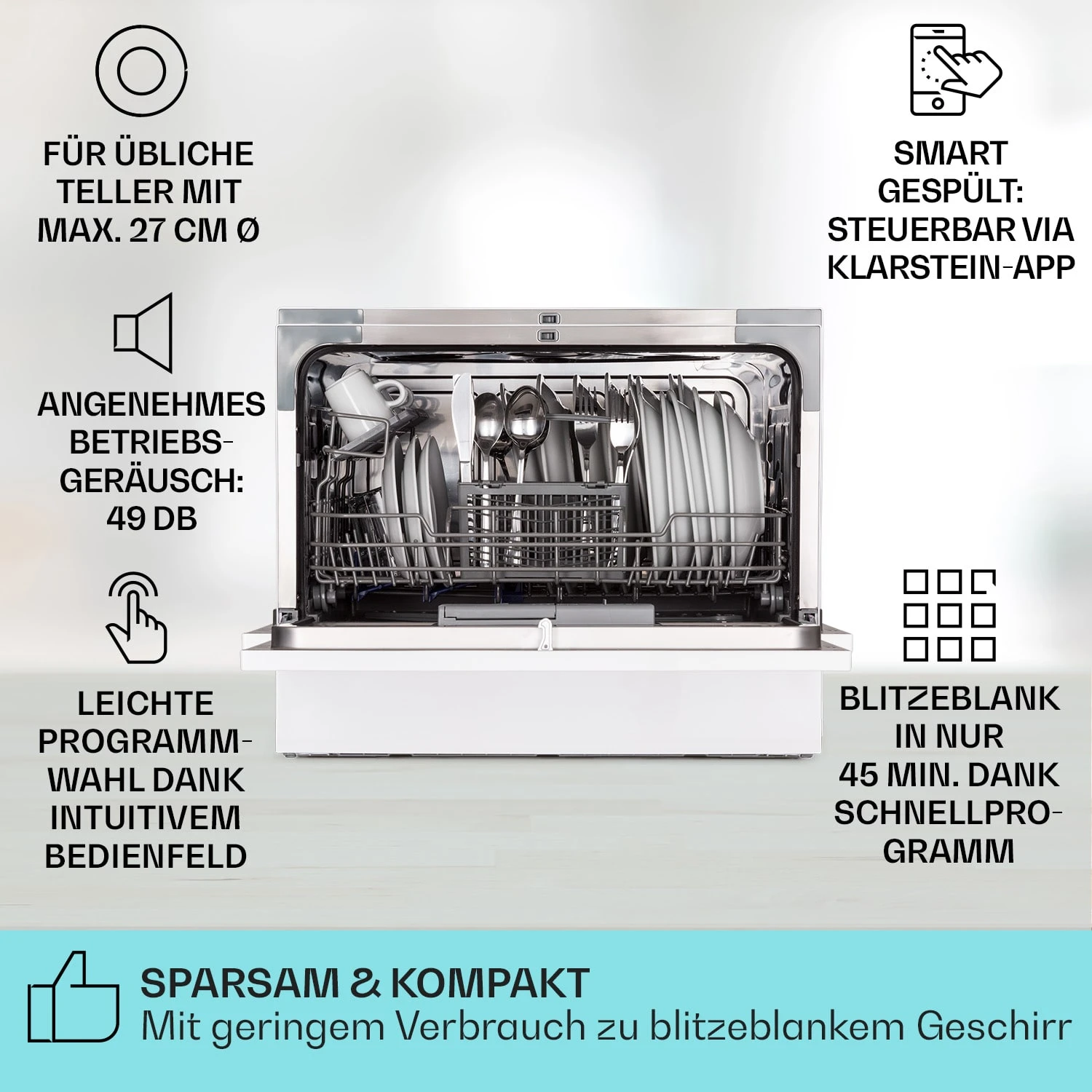 Amazonia 6 Smart Geschirrspüler App-Steuerung Freistehend 1380W 2 Amazonia 6 Smart Geschirrspüler App-Steuerung Freistehend 1380W – Bild 2