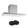 Limelight Dunstabzugshaube Umluftset 90cm 620 M³/h 2 Aktivkohlefilter