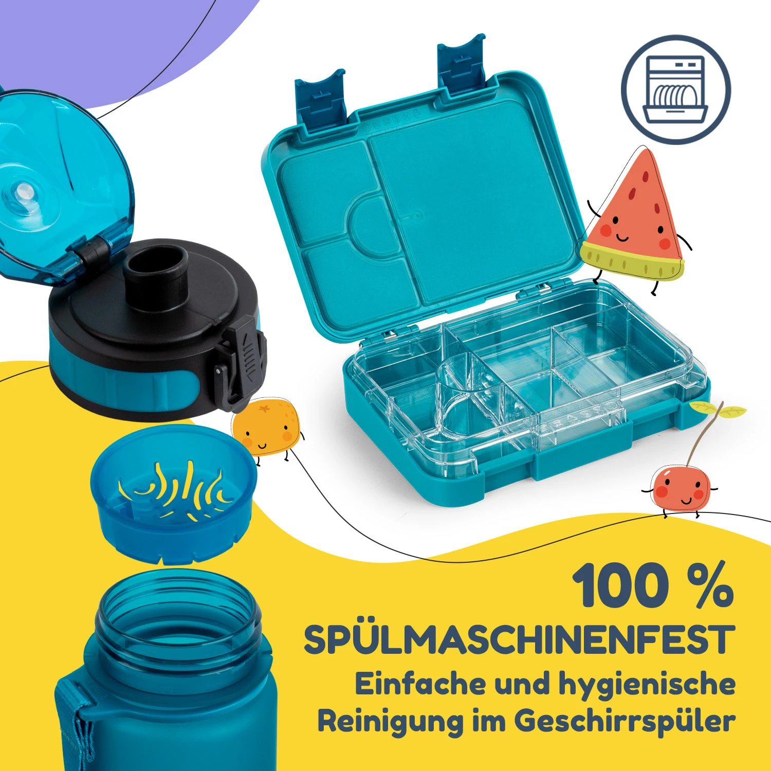 Schmatzfatz Frühstücksset Lunchbox & Trinkflasche Tritan Dicht BPA-frei 5 Schmatzfatz Frühstücksset Lunchbox & Trinkflasche Tritan Dicht BPA-frei – Bild 5