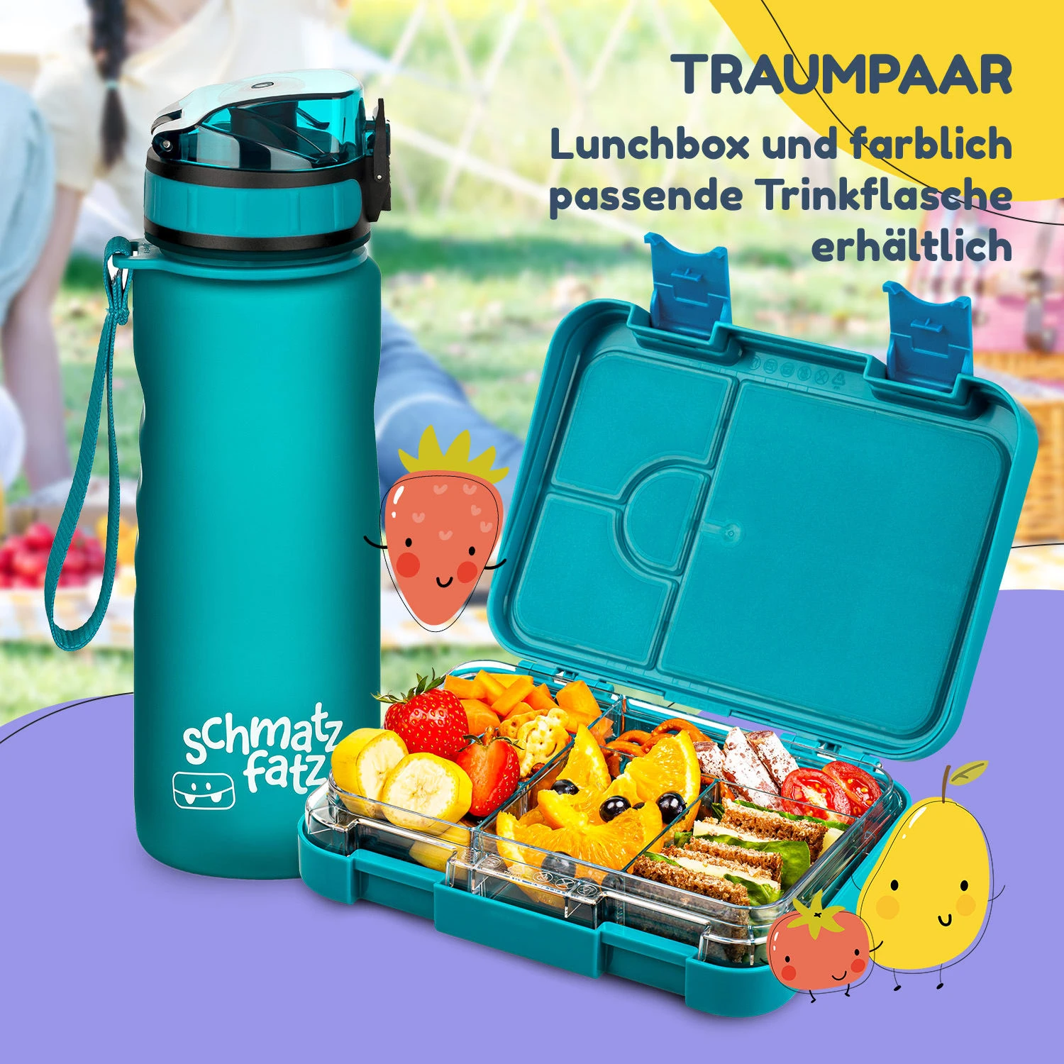Schmatzfatz Frühstücksset Lunchbox & Trinkflasche Tritan Dicht BPA-frei 7 Schmatzfatz Frühstücksset Lunchbox & Trinkflasche Tritan Dicht BPA-frei – Bild 7